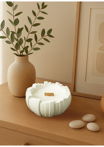 El Yapımı Dekoratif Soya Mumu – Odun Fitilli, Uzun Süreli Yanış