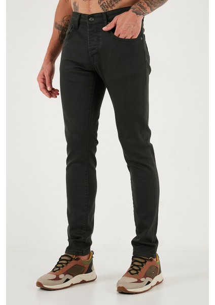 Streç Pamuklu Slim Fit Normal Bel Dar Paça Jeans Erkek Kot Pantolon 1115C24NAPOLI fırsatları