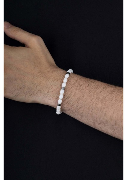 Kapsül Kesim Beyaz Ceyt Taşı Erkek Doğal Taş Bileklik fiyatları