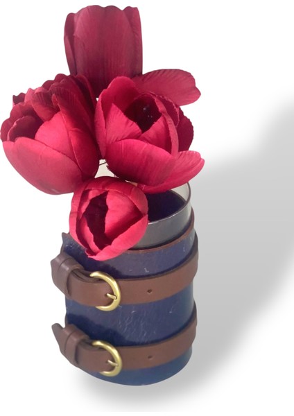 Bee Small Deri Kaplama Cam Vazo