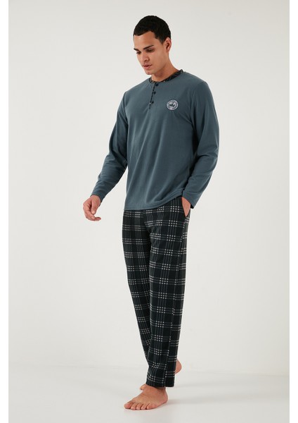 Ekoseli Yumuşak Dokulu Regular Fit Uzun Kollu Pijama Takımı Erkek Pijama Takımı 609611030