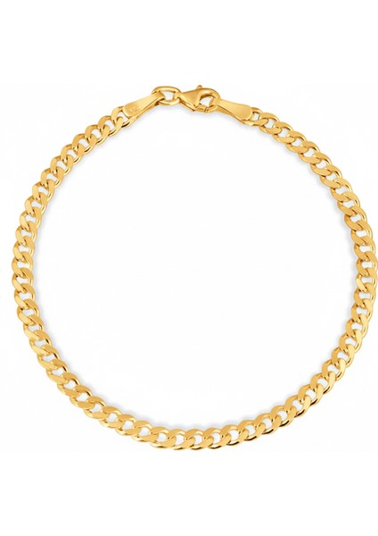 925 Ayar Gümüş 22 Ayar Gold Kaplama 4 mm Gurmet Erkek Bileklik (Özel Kutulu)
