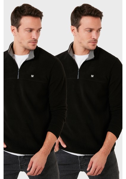 Slim Fit Anti-Pilling Tüylenme Yapmayan Bato Yaka Şardonlu 2'li Paket Polar Erkek Polar 5906001S2