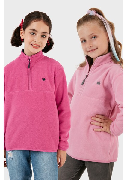 Yumuşak Dokulu Fermuarlı Dik Yaka Şardonlu 2'li Paket Polar Çocuk Polar 5905002S2