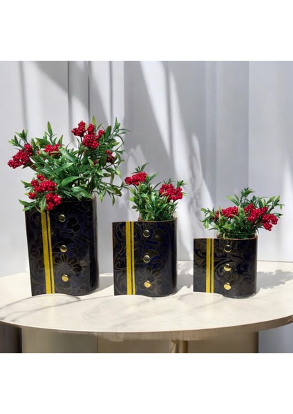 Boe Modeli 3'lü Deri Kaplama Cam Vazo Seti fiyatları