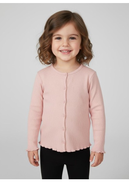 Kız Çocuk Fitilli %100 Pamuklu Düğmeli Hırka