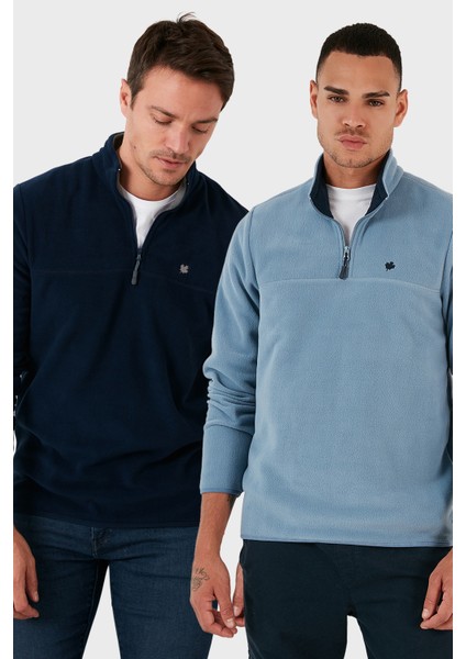 Slim Fit Anti-Pilling Tüylenme Yapmayan Bato Yaka Şardonlu 2'li Paket Polar Erkek Polar 5906001S2