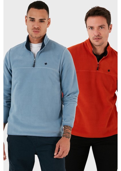 Slim Fit Anti-Pilling Tüylenme Yapmayan Bato Yaka Şardonlu 2'li Paket Polar Erkek Polar 5906001S2