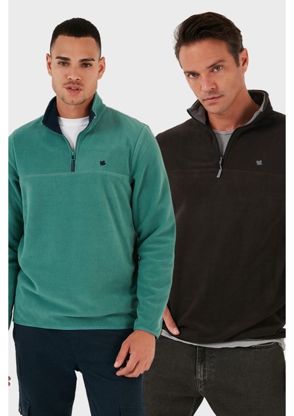 Slim Fit Anti-Pilling Tüylenme Yapmayan Bato Yaka Şardonlu 2'li Paket Polar Erkek Polar 5906001S2