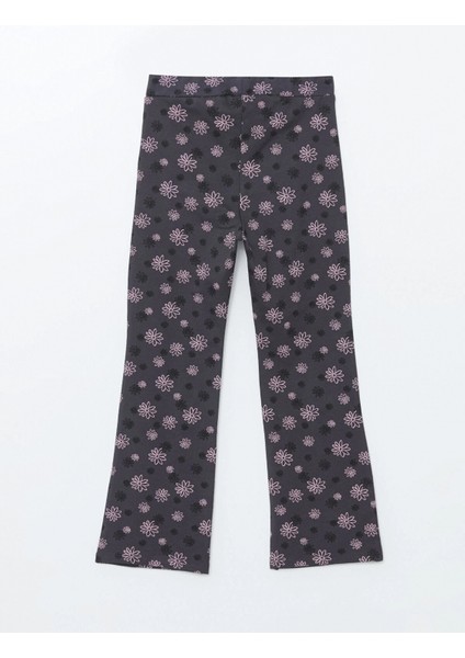 Lcw Kids Antrasit Beli Lastikli Çiçekli Ispanyol Paça Kız Çocuk Tayt modelleri