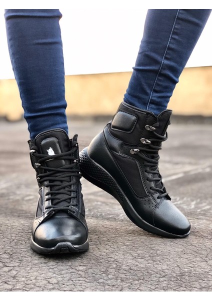 ET0600 Bağcıklı Siyah Boksör Unisex Spor Postal Bot