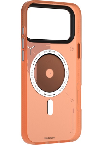 iPhone 17 Pro Max Uyumlu Kılıf M-Safe Şarj Özellikli Disk Desenli Youngkit Disc Battle Kapak Turuncu fırsatları
