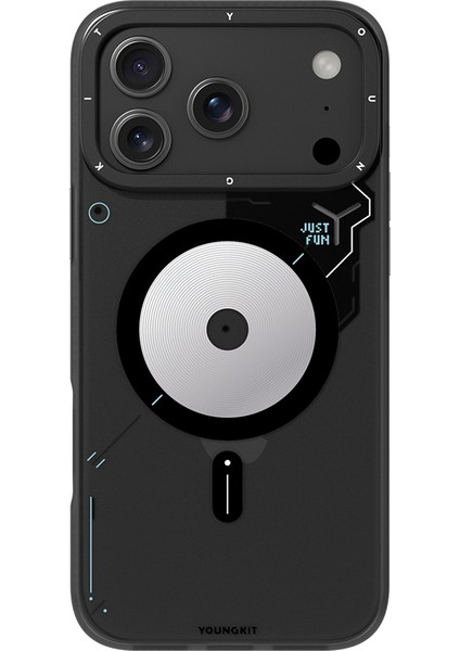 iPhone 17 Pro Max Uyumlu Kılıf M-Safe Şarj Özellikli Disk Desenli Youngkit Disc Battle Kapak Siyah