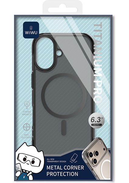 iPhone 17 Uyumlu Kılıf M-Safe Şarj Özellikli Wiwu MCC-702 Titanyum Pro Serisi Sert Pc Kapak Siyah fırsatları