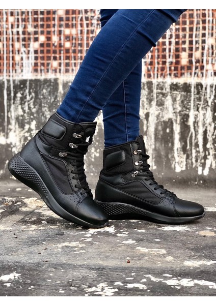 ET0600 Bağcıklı Siyah Boksör Unisex Spor Postal Bot