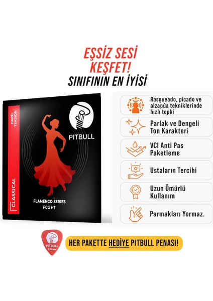 Flamenco Seri Hard Tansiyon Klasik Gitar Teli Fcg Ht