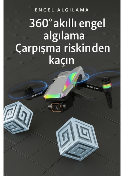 Elektrotip 1 Akıllı Drone - 360° Engel Algılama, Katlanabilir Tasarım, Kamera ve Aksesuar Setiyle