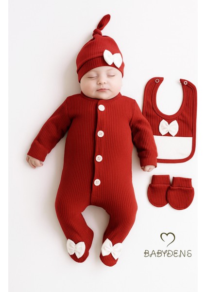 4 'lü Kız Bebek Fitilli Yenidoğan Bebek Tulum Seti %100 Pamuklu Hastane Çıkışı fiyatları