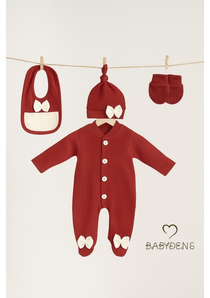 4 'lü Kız Bebek Fitilli Yenidoğan Bebek Tulum Seti %100 Pamuklu Hastane Çıkışı modelleri