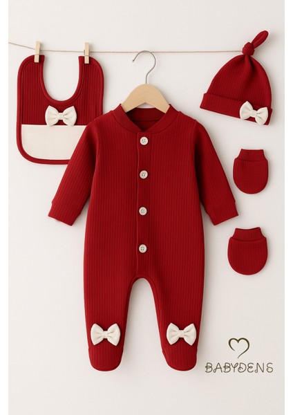 4 'lü Kız Bebek Fitilli Yenidoğan Bebek Tulum Seti %100 Pamuklu Hastane Çıkışı fırsatları