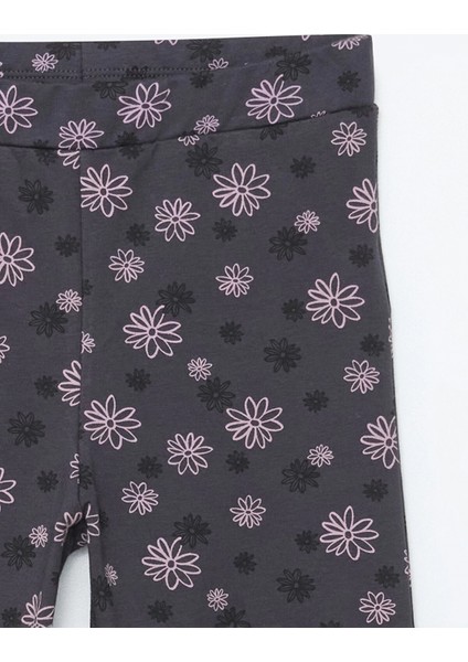 Lcw Kids Antrasit Beli Lastikli Çiçekli Ispanyol Paça Kız Çocuk Tayt fiyatları