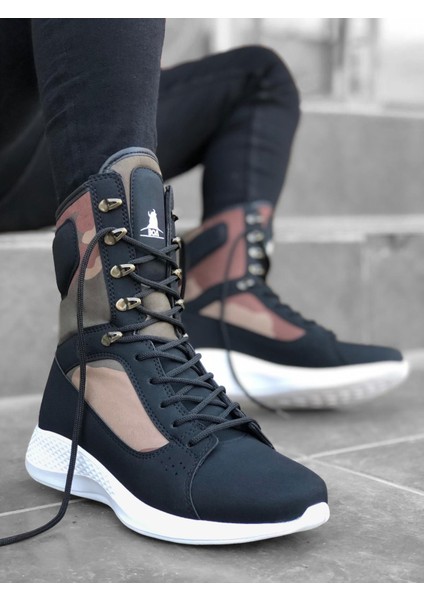 ET0600 Bağcıklı Siyah Kamuflaj Boksör Unisex Spor Postal Bot