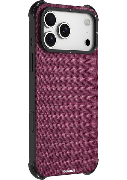 iPhone 17 Pro Max Uyumlu Kılıf M-Safe Şarj Özellikli Youngkit Canvas Serisi Kapak Mürdüm fiyatları