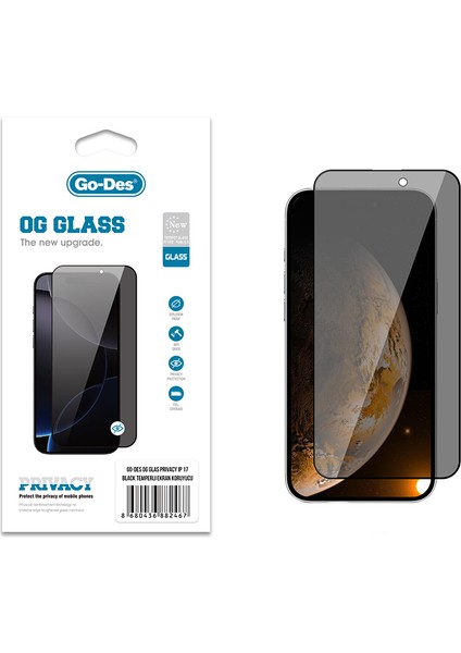 iPhone 17 Uyumlu Go Des Og Glass Privacy Antistatik Temperli Cam Ekran Koruyucu Siyah fiyatları
