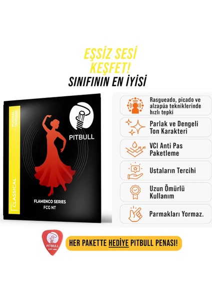 Flamenco Seri Normal Tansiyon Klasik Gitar Teli Fcg Nt