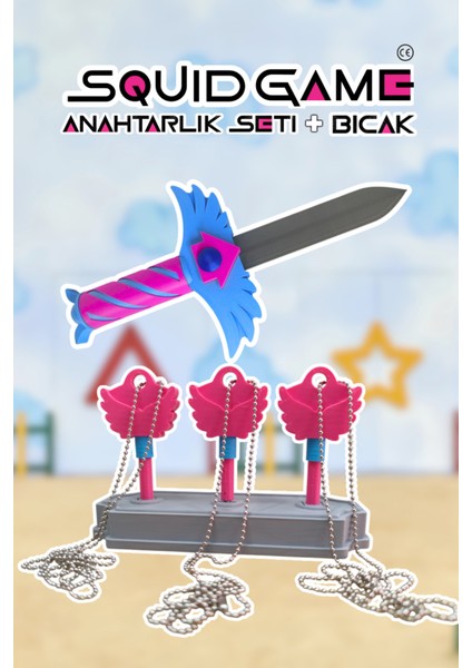 Squid Game 3.sezon - Bıçak Figürü - Anahtarlık Seti - Zincirli Tasarım
