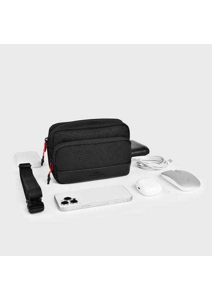 Essen Serisi Suya Dayanıklı 1200D Polyester Kumaş Çapraz Vücut Çantası Siyah