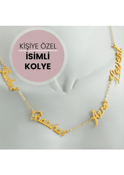 Msa-Shop Kişiye Özel Dört Isim Yazılı Kolye-Sarı fırsatları