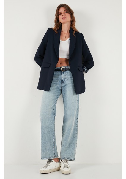 Regular Fit Klasik Yaka Desenli Astar Detaylı Blazer Ceket Bayan Ceket 6839227 fiyatları