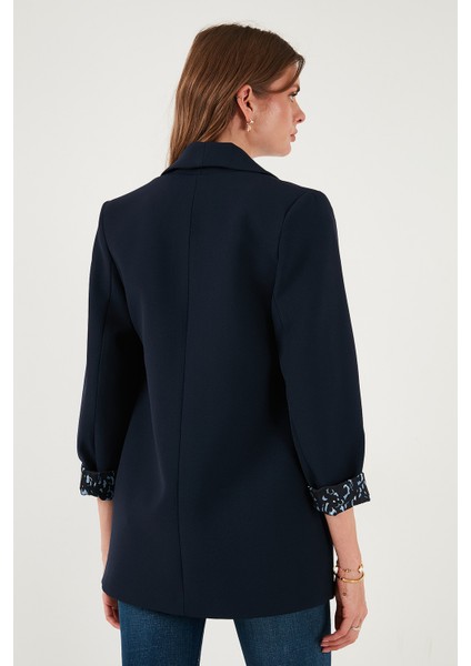 Regular Fit Klasik Yaka Desenli Astar Detaylı Blazer Ceket Bayan Ceket 6839227