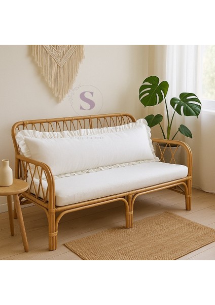 Fırfırlı Vintage Buldan Keten Beyaz Renk Iskandinav Uzun 40X100 Kırlent Yastık (Içi Dolgulu) fiyatları