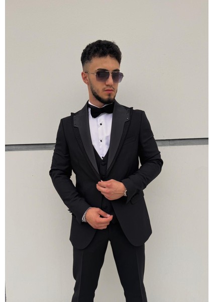 Slim Fit Çıkma Yaka Smokin Damatlık