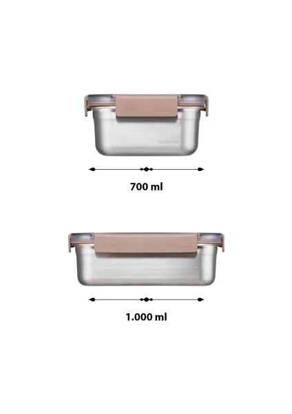 Locknlock Paslanmaz Çelik Fırın Saklama Kabı 4’lü Set ( Kilitli Kapaklı ) 310ML+520ML+700ML+1,0LT indirimleri