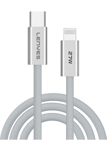LC551 Type-C To Lightning Hızlı Şarj Özellikli Data ve Şarj Kablosu 27W 1m Beyaz