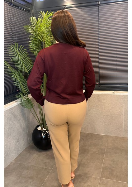 Bordo Ince Merserize Hırka fırsatları