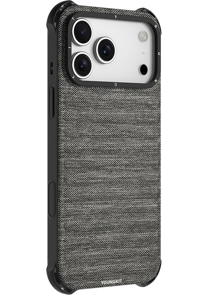 iPhone 17 Pro Uyumlu Kılıf M-Safe Şarj Özellikli Youngkit Canvas Serisi Kapak Gri fiyatları