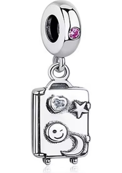 Imgeler Dolu Valiz Sallantılı Gümüş Charm