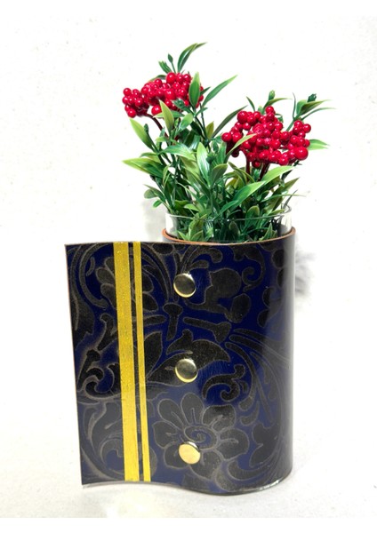 Boe Medium Deri Kaplama Cam Vazo