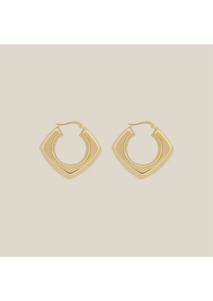 Bombeli Karo Altın Halka Küpe