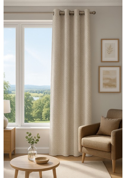 Lenzo Halkalı Fon Perde Krem 140X280