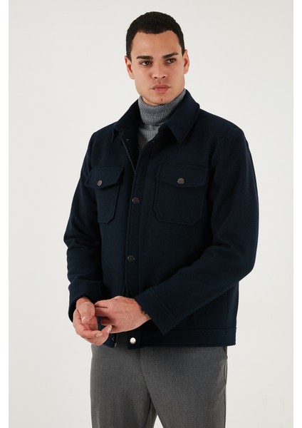 Slim Fit Ceket Yaka Astarlı Kaşe Kaban Erkek Kaban 58400347 fiyatları