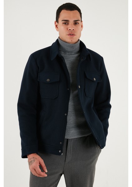 Slim Fit Ceket Yaka Astarlı Kaşe Kaban Erkek Kaban 58400347 fırsatları