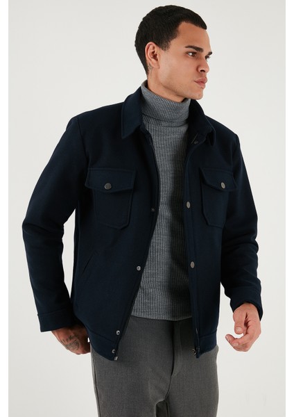 Slim Fit Ceket Yaka Astarlı Kaşe Kaban Erkek Kaban 58400347 indirimleri