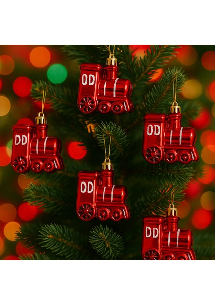 Yılbaşı Çam Ağaç Süsü Kırmızı Tren 5li Paket modelleri