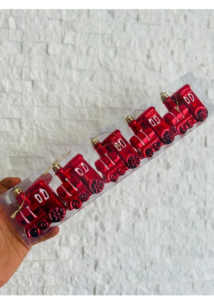 Yılbaşı Çam Ağaç Süsü Kırmızı Tren 5li Paket fırsatları