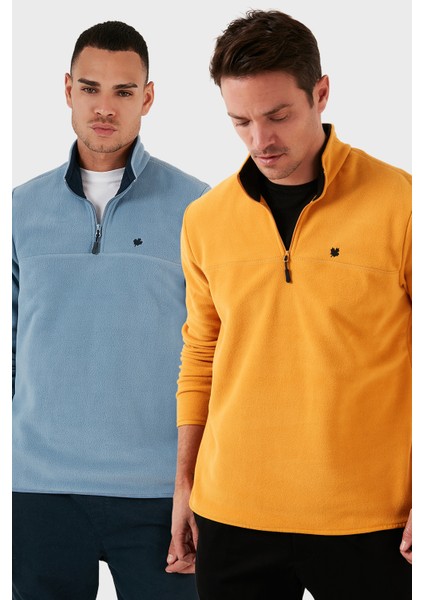 Slim Fit Anti-Pilling Tüylenme Yapmayan Bato Yaka Şardonlu 2'li Paket Polar Erkek Polar 5906001S2